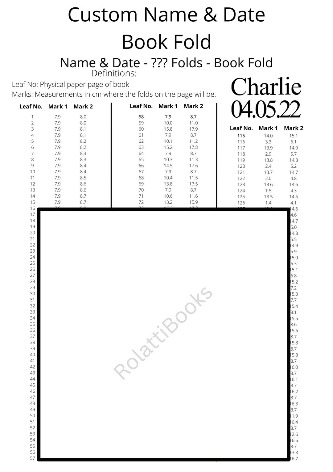 304. Custom Name & Date Book Fold - Personalised - ??? Folds - Pattern ...