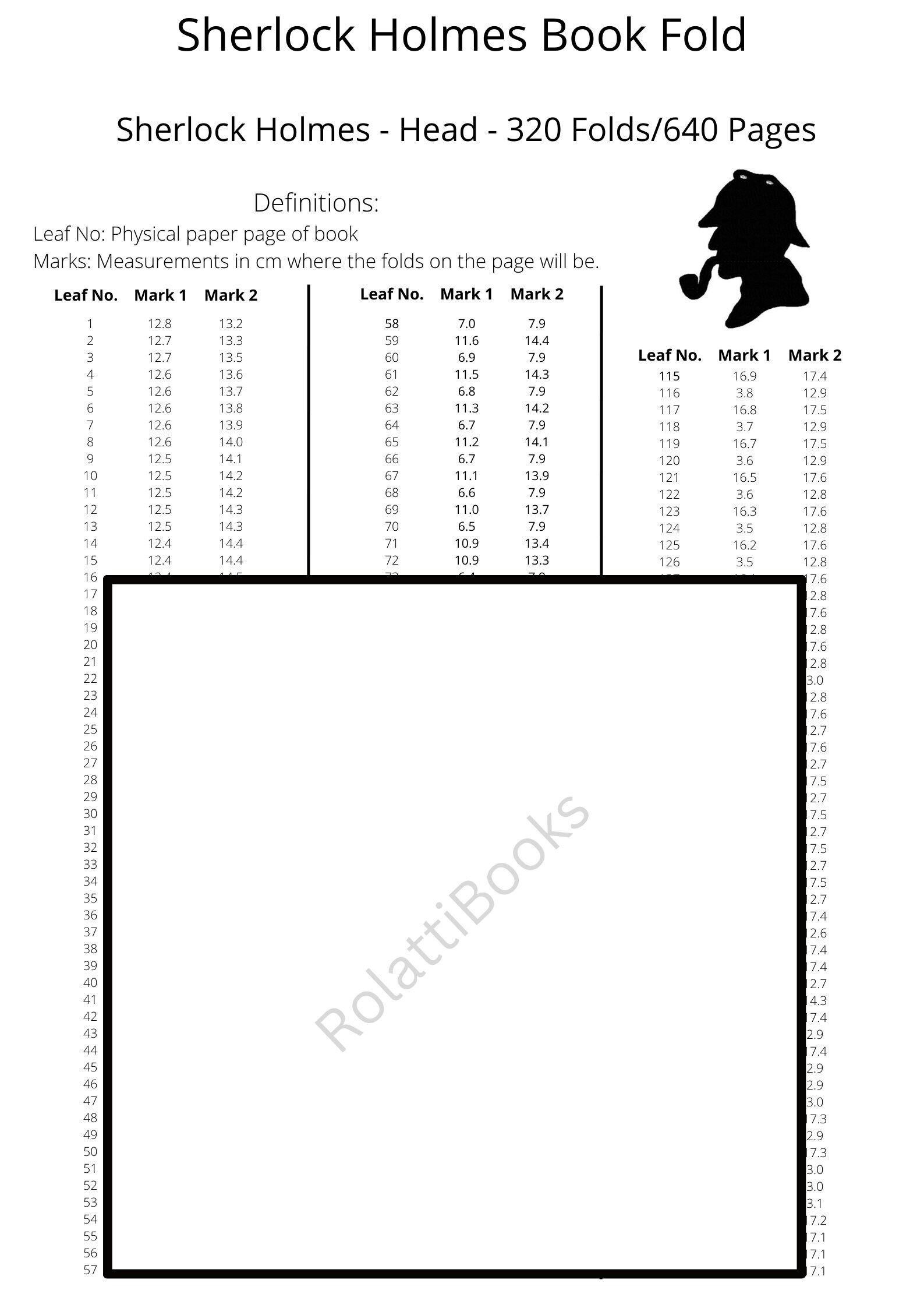 28. Sherlock Head Book Fold - Sherlock Holmes - 320 Folds - Pattern Only - Free Instructions