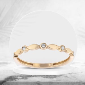 Thin Diamond Engagement Ring, Dainty Diamond Ring, Minimalist Gold Ring, Thin Stacking Ring, Diamond Fashion, 1st Anniversary Gift image 2