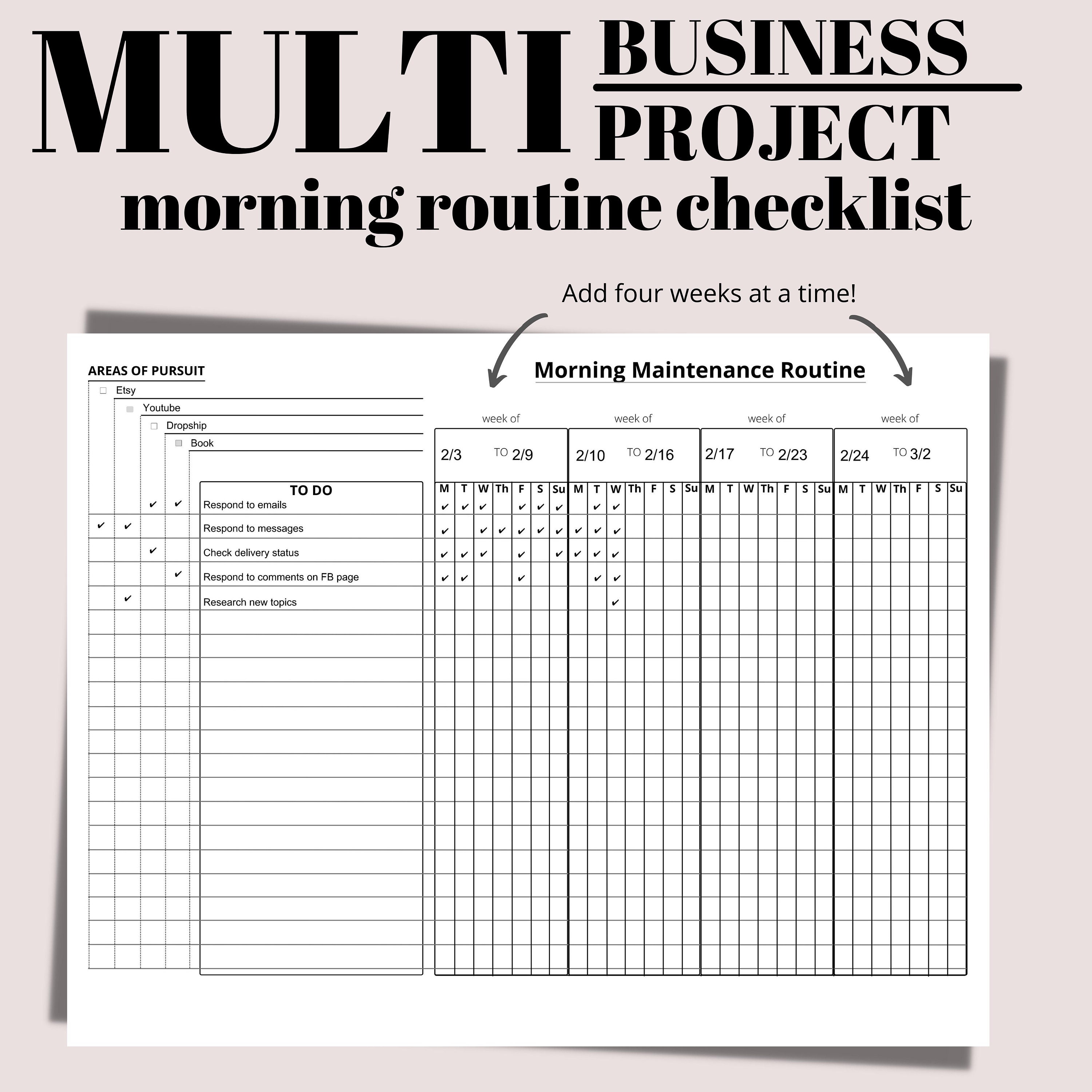 Multiple Choice Daily Routine Daily Routine Checklist for Multiple Businesses & Multi Projects ...