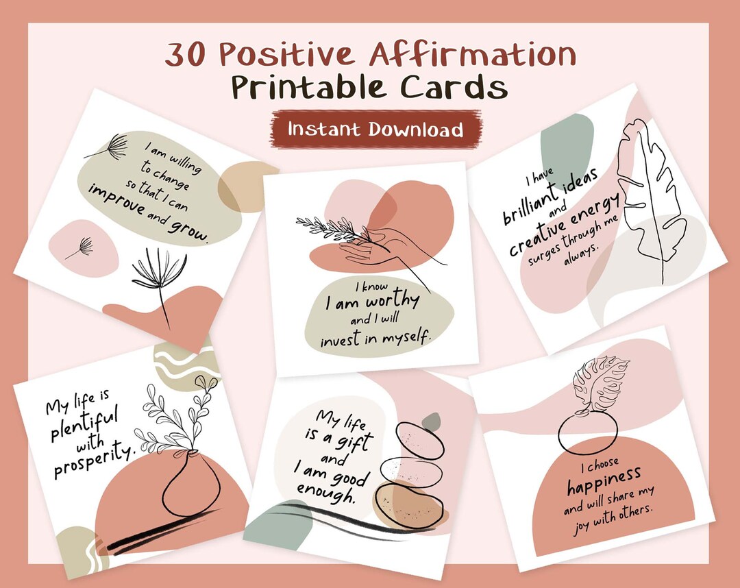 30 Daily Affirmation Printable Cards DIGITAL DOWNLOAD Cultivate Self ...