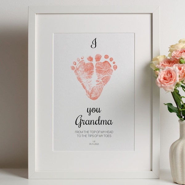 Printable I love you grandma baby heart footprint keepsake | Gift for grandma from baby | First Mother's Day gift | Gift idea for nana