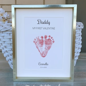 Eerste Valentijnsdagcadeau voor nieuwe papa | Baby voetafdruk hartvorm cadeau | Afdrukbaar Valentijnsdagcadeau van baby voor papa | Bewerkbare PDF