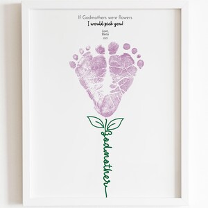 Presente personalizado de pegada para madrinha | Presente de pegada de flor | Presente de aniversário | Presente de primeiro dia das mães | Presente de batismo ou batizado