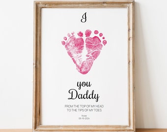 Father ‘s Day gift | I love you daddy actual baby footprint keepsake