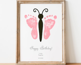 Butterfly Footprint Birthday Gift | Baby Keepsake (Editable PDF)