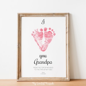 Imprimible Te amo abuelo recuerdo de la huella del corazón del bebé / Idea de regalo para el abuelo / Regalo del día del padre / Regalo de cumpleaños del bebé