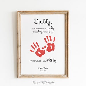 Handabdruck Geschenk für Papa von Sohn Ich werde immer dein kleiner Junge sein | Baby Andenken für Papa | Geburtstagsgeschenk | DIY Vatertags Geschenk