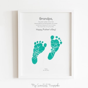 Regalo de recuerdo del bebé del Día del Padre imprimible para el abuelo / Poema Pitter-Patter de pies diminutos / Regalo del bebé para el abuelo / PDF editable