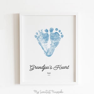 Regalo ricordo stampabile con l'impronta del cuore per il nonno/Regalo del cuore del nonno da parte del bambino/Prima festa del papà come nonno/Cartolina con l'impronta