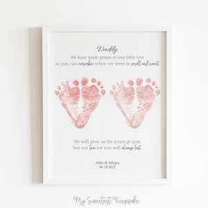 Geschenk für Zwillinge Papa | Erster Vatertag als Papa Geschenk | Herz Fußabdrücke Andenken für neue Papa | Unsere kleine Füßchen-Gedichtkarte