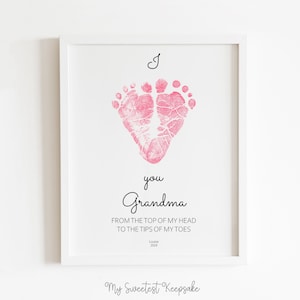 Printable Ich liebe dich Oma Fußabdruck Andenken | Herz Fußabdruck Andenken | Geschenk vom Baby | Valentinstag Geschenk | DIY Geburtstagsgeschenk