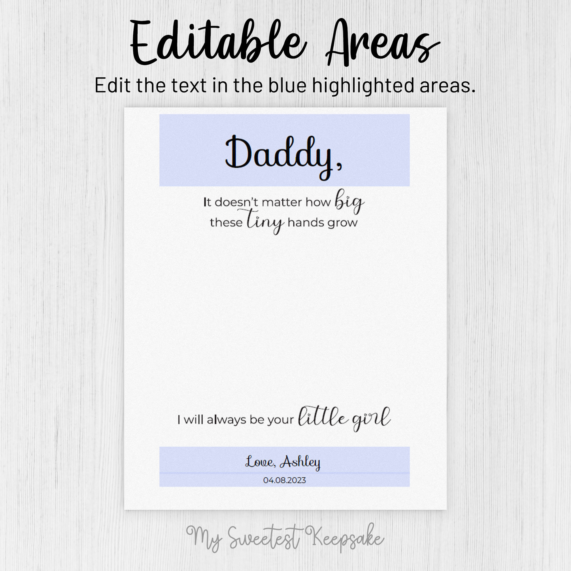 Mataly Geburtstagskarte Für Papa Von Tochter – Graviert Mit „Dad I Will Always Be Your Little Girl“ – Brieftaschenkarte