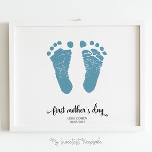 Regalo de huella del primer día de la madre imprimible / Regalo de bebé para mamá / Recuerdo del bebé / Regalo de nueva mamá / Regalo de bricolaje para mamá / Descarga instantánea