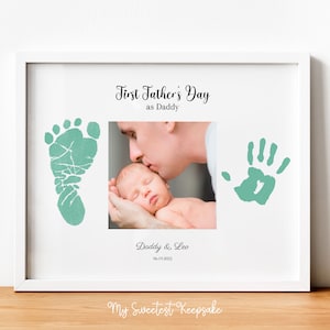 Printable First Father&#39;s Day as Daddy | Baby gift for dad | New father gift | DIY gift for Papa from baby | Instant Download