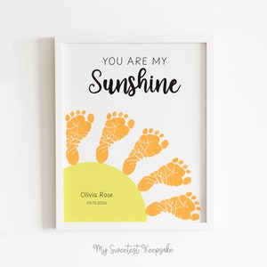 Você é uma lembrança da pegada do sol | Lembrança de pegada solar para impressão | Presente de aniversário DIY para vovó, vovô, mãe ou pai | Dia das Mães