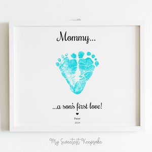 Regalo de la primera huella de amor de un hijo / Regalo del primer día de la madre / Recuerdo de las huellas del bebé / Regalo del hijo para la nueva mamá