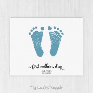 Printable First Mother's Day Footprint Gift | Baby Gift for Mom | Baby ...