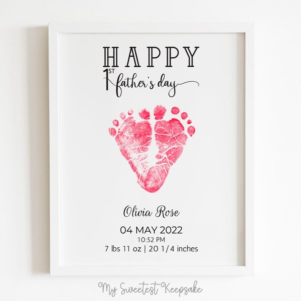 First Father's Day gift from baby | New Dad footprint gift idea | Keepsake birth print | Baby footprint | Footprint heart keepsake