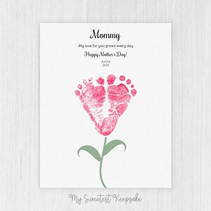 Printable flower footprint keepsake gift for mommy