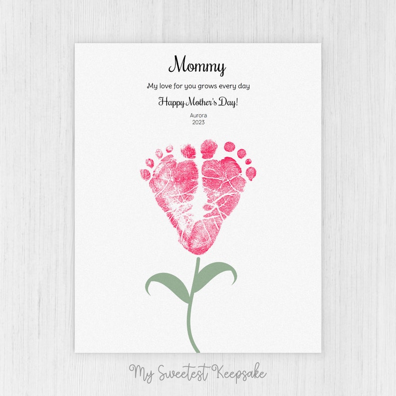Printable flower footprint keepsake gift for mommy