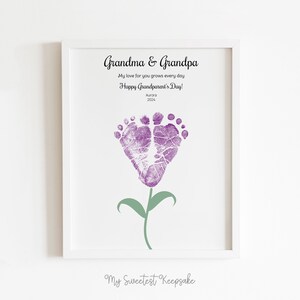 Presente para avós para lembrança de flores para impressão | Presente de bebê para vovó e vovô | Meu amor por você cresce a cada dia | Dia dos avós