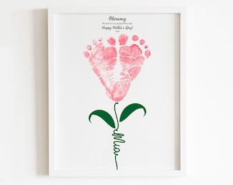 Blomfotavtryckspresent till mamma - Mors dag-minnespresent