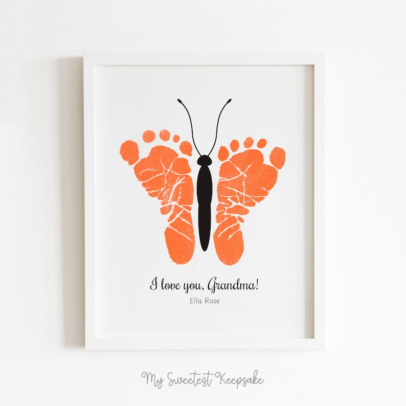 Butterfly footprint keepsake gift for grandma from baby