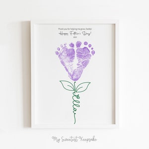 Cadeau imprimable pour la fête des Pères de bébé | Merci de m’avoir aidé à développer une idée de cadeau souvenir | Premier cadeau de la fête des pères | Empreinte de fleur
