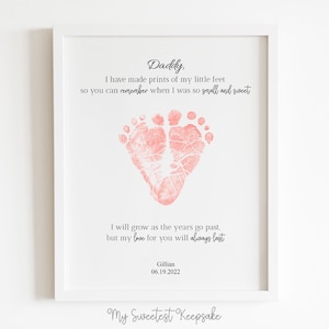 Afdrukbaar hart voetafdruk aandenken cadeau voor papa | Vaderdagcadeau voor nieuwe papa | Mijn kleine voeten gedicht kaart | Verjaardagscadeau | Bewerkbaar bestand