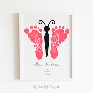 Niezrównana bonne fête mamie | Cadeau empreinte de bébé | Cadeau de fête des grand-mères | Cadeau empreinte de bébé papillon