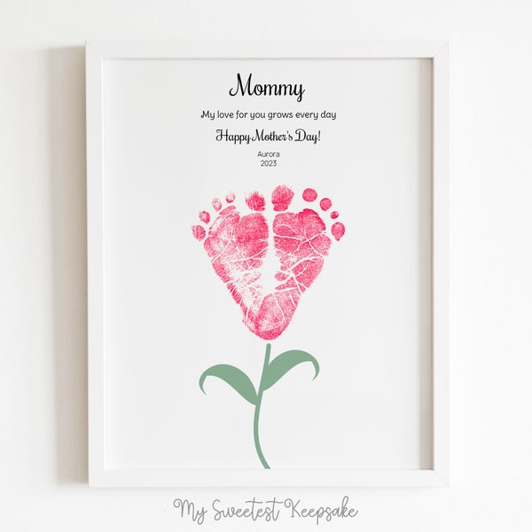Footprint Flower keepsake - Mother's Day gift for Mommy - Editable PDF