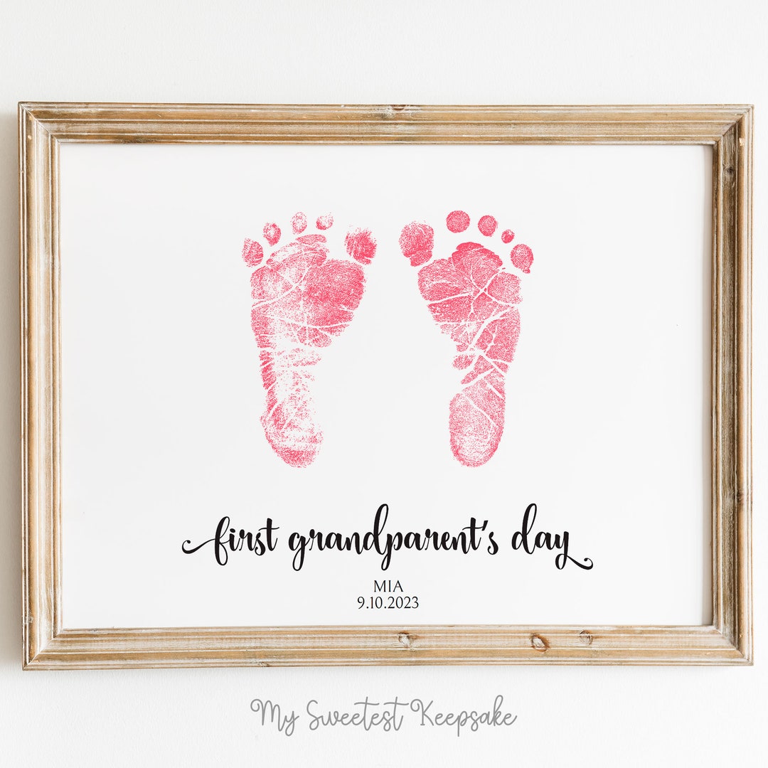 Printable First Grandparent's Day Gift Baby Gift for Grandma and Grandpa Baby Footprint Keepsake