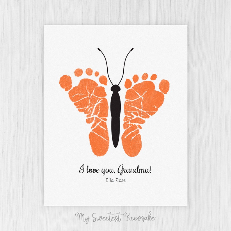 Butterfly footprint keepsake gift for grandma from baby