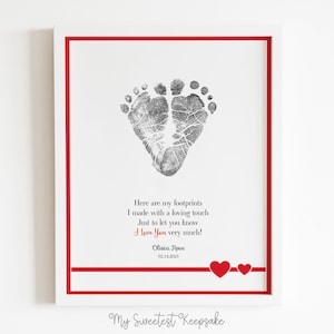 Presente de pegada de bebê para impressão Eu te amo muito | Presente de dia das mães | Presente de aniversário do bebê para a mãe, pai, avó ou avô