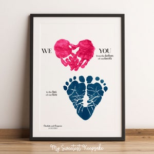 Recuerdo de huellas de pies y manos para gemelos o hermanos / Regalo de recuerdo imprimible para el Día del Padre / Regalo de cumpleaños para mamá, papá, abuela, abuelo