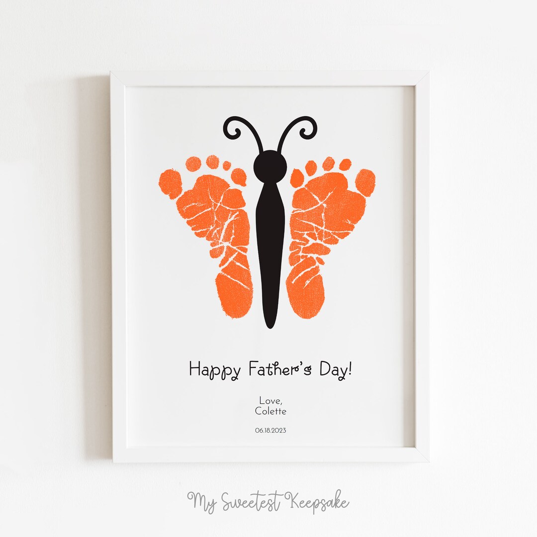 Printable Father's Day Gift Butterfly Baby Footprint Gift for Dad From