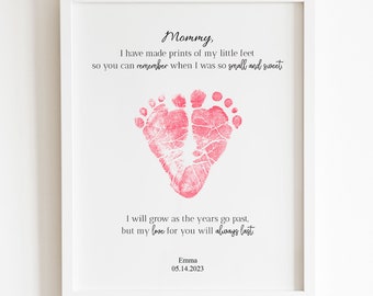 Cadeau souvenir imprimable pour maman | Cadeau d&#39;anniversaire pour maman | Cadeau empreintes de pas imprimables et modifiables | Cadeau fête des mères de bébé