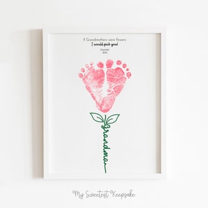 Personalised gift for grandma | Flower footprint gift | Birthday gift | First Mother's Day gift | Baby keepsake | Gift from baby