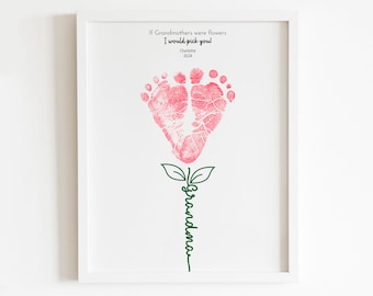 Personalised gift for grandma | Flower footprint gift | Birthday gift | First Mother's Day gift | Baby keepsake | Gift from baby