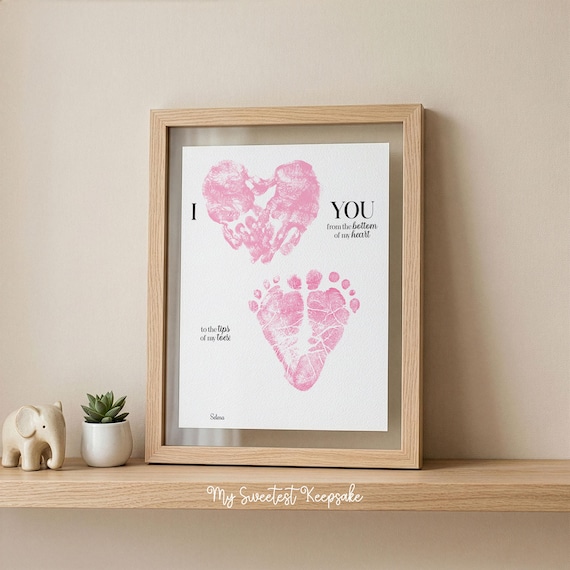 Tiny Ideas 96152 Babyprints - Kit Impronta Mano/piede Bebè, Pasta Autoessiccante Rosa, Con Forma E Nastro - 4