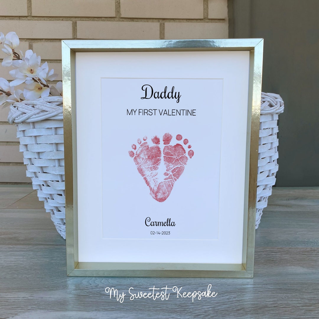 First Valentine's Day Gift for New Daddy Baby Footprint Heart