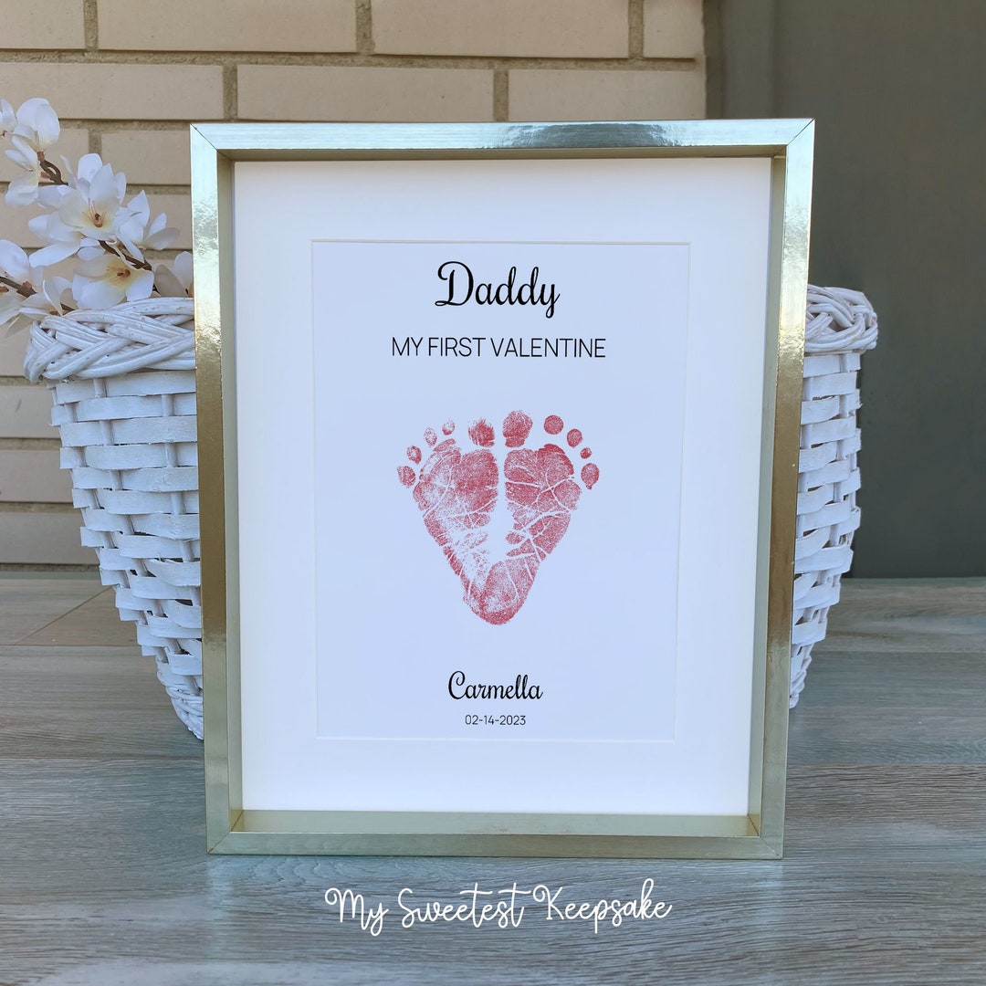 First Valentine's Day Gift for New Daddy Baby Footprint - Etsy