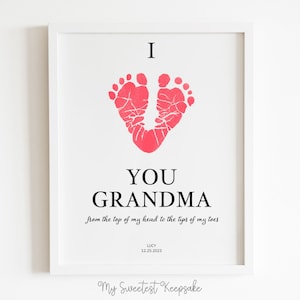 Regalo della nonna da bambino / Stampabile Ti amo impronta del cuore della nonna / Regalo ricordo della prima festa della mamma / Messaggio per il bambino / Regalo fai da te