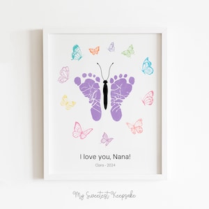 Butterfly footprint | Editable gift for Nana from baby | DIY footprint keepsake gift | Birthday gift | Valentine’s Day gift | DIY footprint