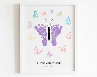 Butterfly Footprint Art | Baby Keepsake Gift for Nana (Editable PDF)