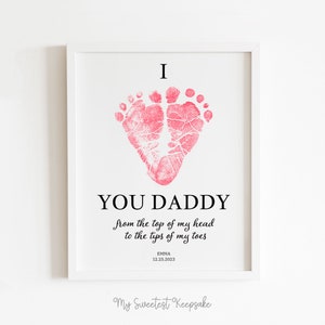 Afdrukbaar ik hou van je papa hart voetafdruk aandenken cadeau | Cadeau voor kersverse vader | Vaderdagcadeau | Eerste vaderdag als vader | Verjaardagscadeau