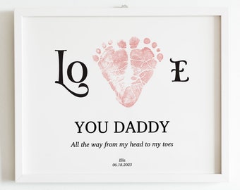 Printable Love you daddy heart footprint - First Father's Day or Birthday gift