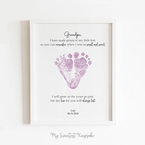 Herz-Fußabdruck-Andenkengeschenk für frischgebackenen Opa vom Baby | Vatertag | Meine kleinen Füße Gedichtkarte | Geburtstagsgeschenk | DIY Last-Minute-Geschenk