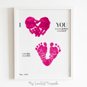 Voetafdruk en handafdruk babyherinnering | Afdrukbare aandenken Vaderdagcadeau | Verjaardagscadeau van baby voor moeder, vader, oma, opa en tante